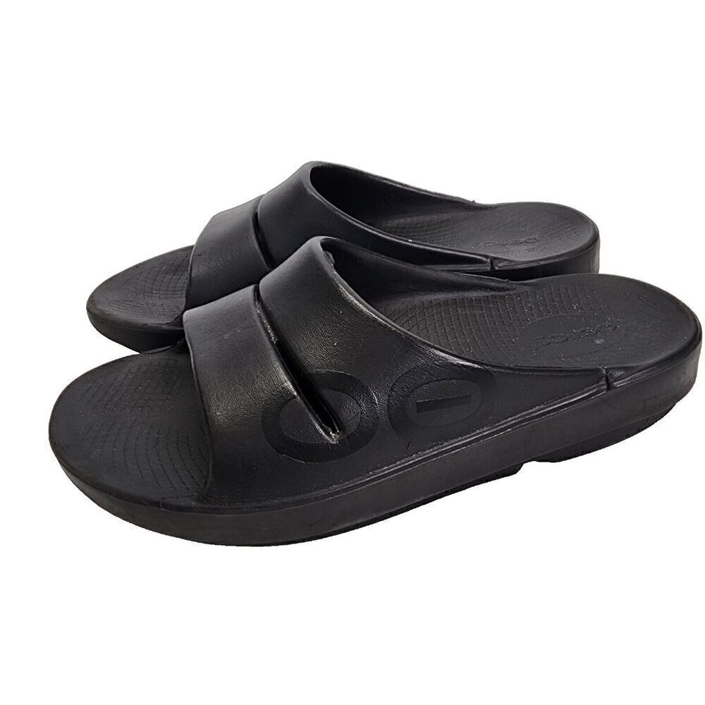 OOFOS OOahh Black Slide Unisex Sandals M-6, W-8‎ Euro 39 Sport Recovery